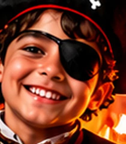 Un niño, con su disfraz de Halloween generado con IA